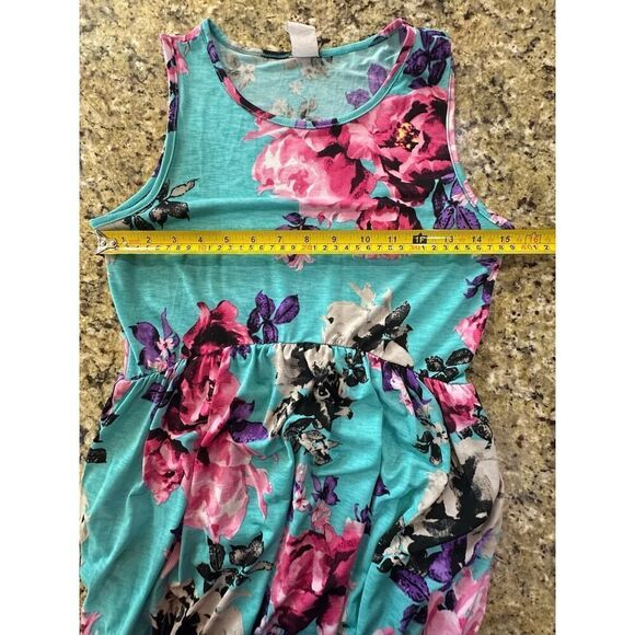 VINTAGE 90’s USA Made Floral Sleeveless Maxi Dress Medium BOHO Fairy Tropical - Picture 11 of 16
